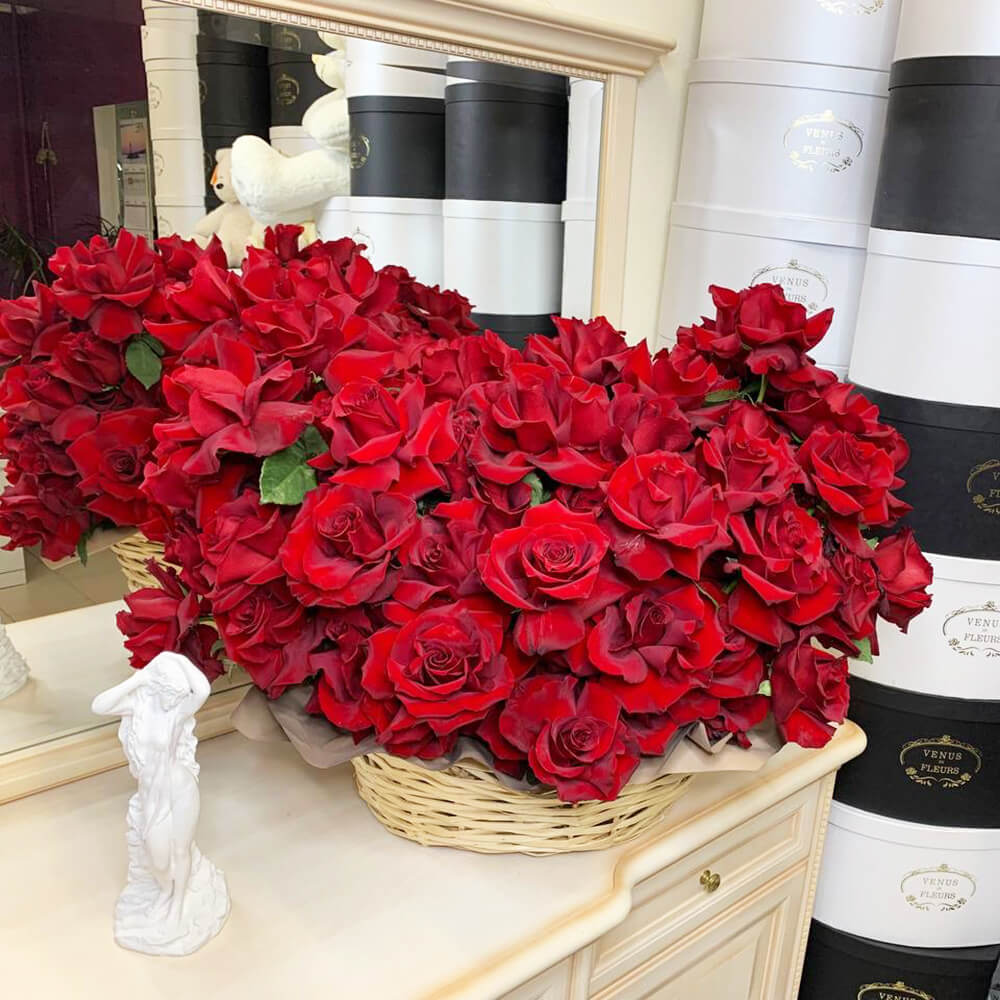 101 французская роза в корзине 101 французская роза в корзине