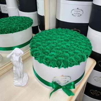 101 зеленая роза в коробке 101 зеленая роза в коробке