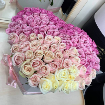 Микс в сердце из нежных роз - 101 шт. Микс в сердце из нежных роз - 101 шт.