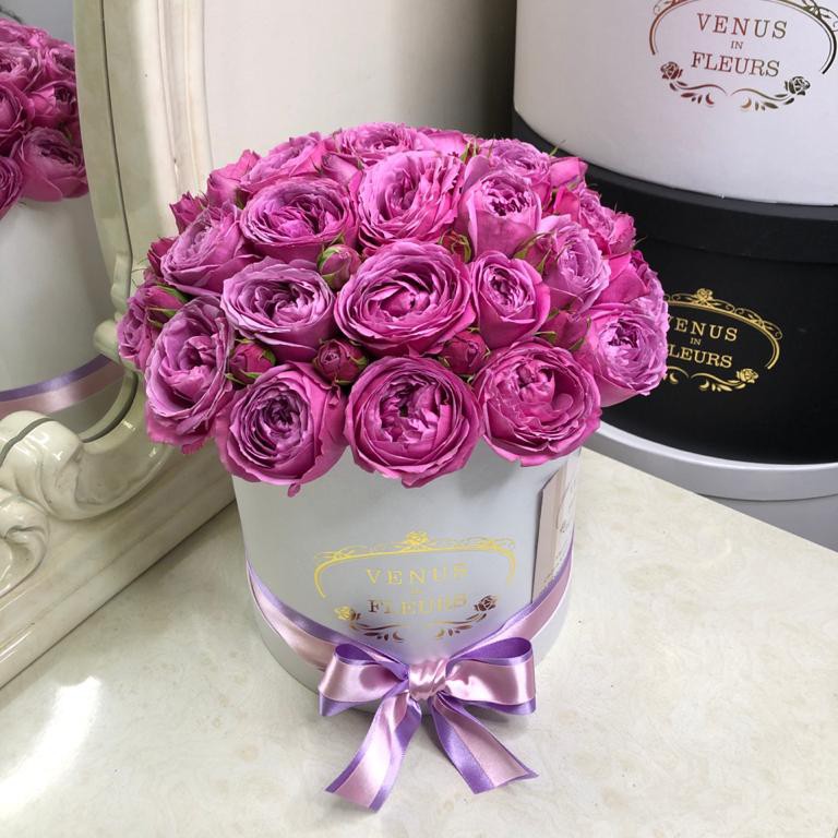 25 розовых пионовидных роз в коробке за 13 490 руб. | Бесплатная доставка  цветов по Москве