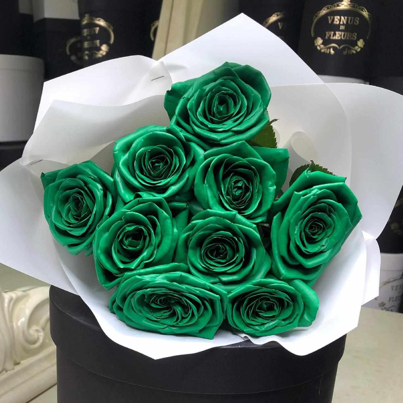 Букет темно-зеленых роз - 9 шт. за 5 090 руб. | Бесплатная доставка цветов  по Москве